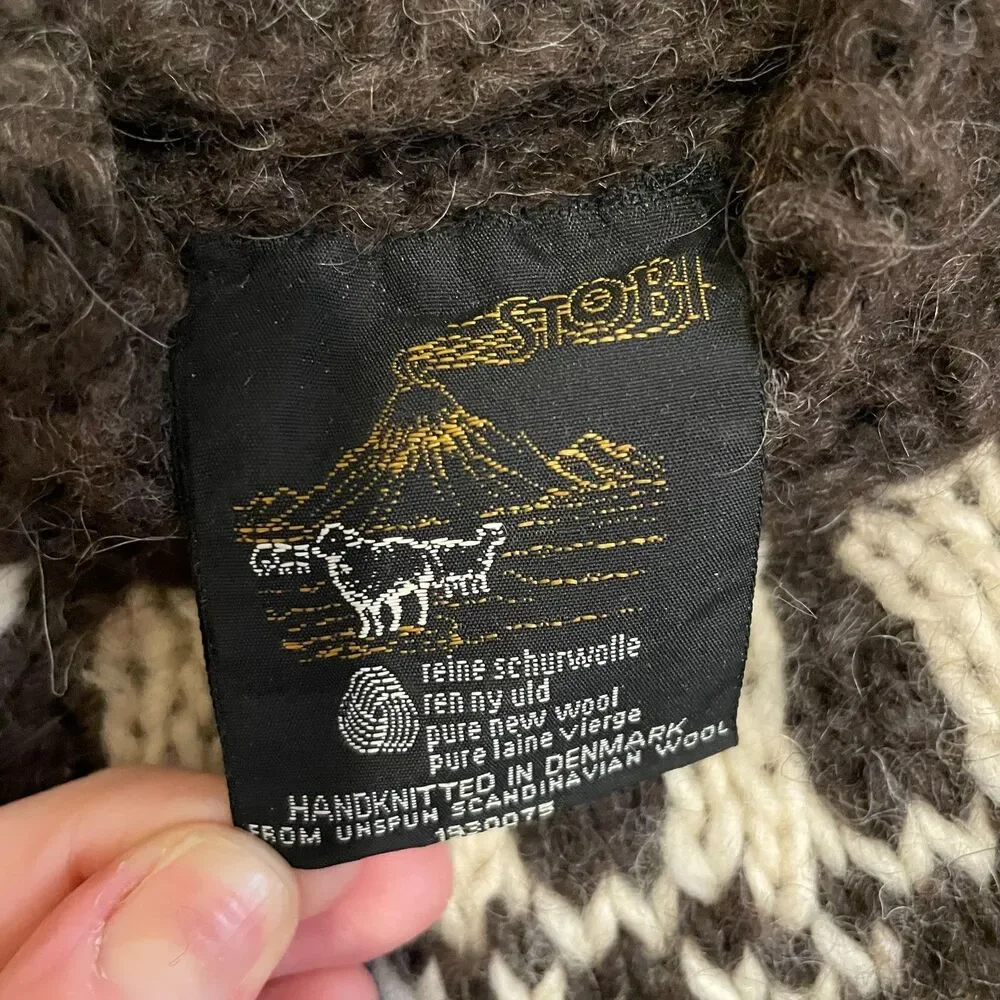 Vintage | Brown/White Stobi Nordic Handknit Wool Sweater XL - Picture 3 of 6